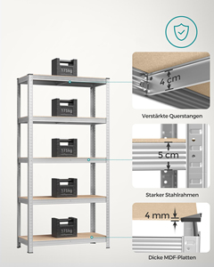 Light Duty Galvanized 5 Tier Boltless Rivet Shelving <b>Rack</b> Metal Shelves Metal Steel <b>Garage</b> Storage <b>Rack</b> <b>for</b> Home Use - Product Image 5
