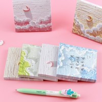 Mignon Créativité Paysage Peinture À L'huile Sticky Note Fille Main Compte Carnet De Notes Papier