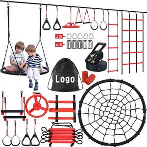 Kids <span class=keywords><strong>Ninja</strong></span> Warrior <span class=keywords><strong>Slackline</strong></span> Obstacle Course avec balançoire pour le divertissement d'arrière-cour pour le jeu extérieur - Product Image 1