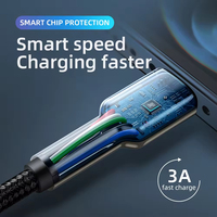 Câble Type-C tressé en nylon à charge rapide 3A, connecteur en alliage de zinc durable, fourni directement par l'usine, pour téléphone portable et montre intelligente