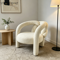 Fauteuil de salon nordique moderne de luxe à boucle blanche Mobilier de coiffeuse à bras d'accent Fauteuil de salon relax simple pour le salon