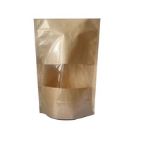 Sacs d'emballage pour collations en papier kraft imprimés sur mesure, sacs alimentaires à fermeture éclair auto-scellante avec fenêtre transparente