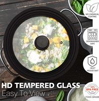 Lot de 2 couvercles de casserole compatibles avec les ustensiles de cuisine de 7 ", 8 ", 9 ", 10 ", 11 ", 12 ", couvercles de remplacement en silicone pour casseroles, couvercles universels en verre trempé