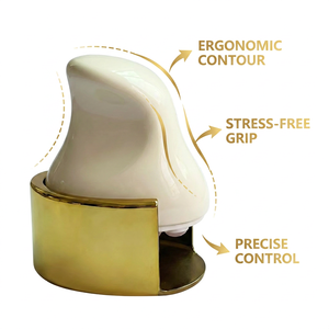 Masajeador Facial de Jade <span class=keywords><strong>Verde</strong></span> 100% Natural, Rodillo de Jade Ergonómico <span class=keywords><strong>con</strong></span> Forma de Hierro para Infusión de Esencia, Herramienta para el Cuidado Facial de la Piel - Product Image 3