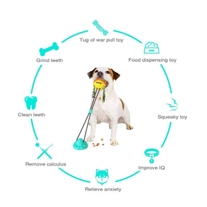 CE Sertifikalı İnteraktif Evcil Hayvan İp Topu Çekme Oyuncağı Mama Dağıtıcı Çiğneme Köpek Oyuncağı Diş Temizleme Vakumlu Oyuncak Köpekler İçin - Product Image 3