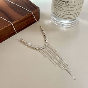 S925 Pure <b>Silver</b> Tassel Necklace Elegant Minimalist Design Everyday Wear Fine <b>Choker</b> Jewelry - Product Image 2