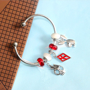 Brazalete con cuentas blancas y <span class=keywords><strong>rojas</strong></span> para hombre, brazalete con letra griega <span class=keywords><strong>de</strong></span> conejo, Kappa - Product Image 6