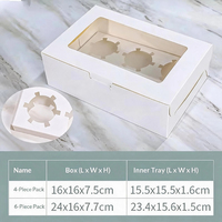 Boîte à cupcakes personnalisée blanche à 2, 4 ou 6 cavités avec fenêtre transparente et insert amovible pour muffins, pâtisseries et boulangeries