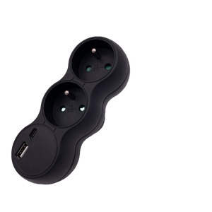 2x16A Du Lịch Ổ cắm adapter với bảo vệ trẻ em USB + C sạc cắm gồm 2 cửa hàng - Product Image 1