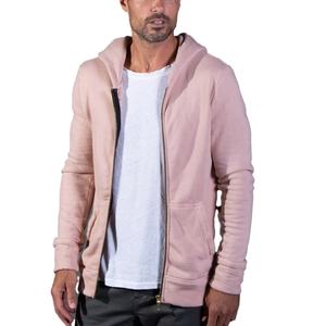 Sweat à capuche rose personnalisé pour homme, coupe ajustée, fermeture éclair, en molleton bouclette 60/40 mélange coton, vêtements de détente de luxe unisexe - Product Image 2
