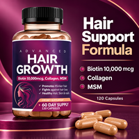 Capsules de soutien capillaire Biotine 10000 mcg Collagène MSM Complément alimentaire 120 unités pour 60 jours