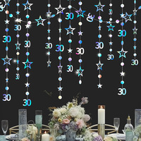 Décorations d'anniversaire transfrontalières best-seller : Guirlandes étoiles colorées en papier pour fêtes d'anniversaire 13e/16e/18e, style festif