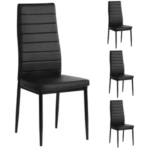 Hotel restaurant black pu leather banquet seat and metal leg chairs high back PU leather dining chair