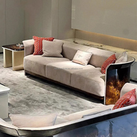Italienisches Luxus-Leders ofa Kombination Minimalist isches modernes Design mit einfacher Lackierung für das Wohnzimmer der Hotel villa