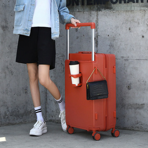 Carry-On <b>Suitcase</b> 2025 Orange Durable With Lock Universal Wheels Leisure Travel Solid Color Unisex Zipper Opening - Product Image 2