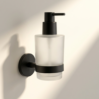 Distributeur de savon liquide mural en verre Metalique 55025B-BK écologique, noir, avec pompe ABS, pour usage scolaire et hospitalier