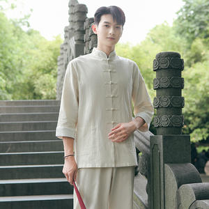 <span class=keywords><strong>เสื้อ</strong></span>เชิ้ตผู้<span class=keywords><strong>ชาย</strong></span>สไตล์ชาติพันธุ์ แขนสามส่วน <span class=keywords><strong>คอ</strong></span><span class=keywords><strong>จีน</strong></span> ประดับลูกปัด ผ้าฝ้ายลินิน สำหรับฤดูใบไม้ผลิ ฤดูร้อน ฤดูใบไม้ร่วง รุ่นใหม่ - Product Image 2