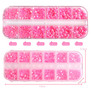 12 Rejillas de Perlas Semiredondas 3D Coloridas para Uñas, Diamantes de Imitación para Salón de Belleza, Perlas DIY para Arte de Uñas, Joyería de Perlas Semiredondas para Uñas - Product Image 6