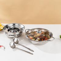 Réchaud à alcool en acier inoxydable pour fondue chinoise, avec double couvercle en verre, chauffage coupe-vent, pour usage domestique