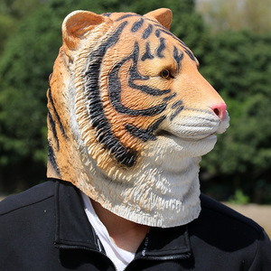 Masque de tigre en latex, couvre-chef animal, costume de cosplay, accessoires pour fête d'Halloween - Product Image 4