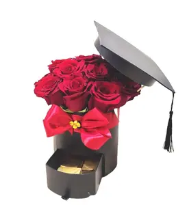 Graduation Round Flower Arrangement Box Hat Box Graduation Gift Box