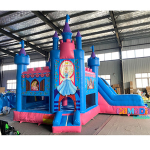 Combo toboggan pour filles Château de saut en PVC portable pour enfants avec toboggan Princess Bouncer avec kits de réparation et souffleur - Product Image 2