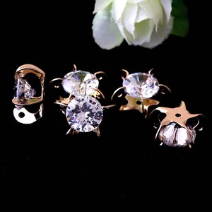 Loose Stone Zircon Hairband C Shaped Clasp Gold Setting Sparkling Square Heart Shape <b>Wedding</b> Bow <b>Accessory</b> - Product Image 3