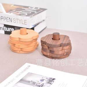 Juego de posavasos florales de madera maciza, tapete aislante del calor para tazas de té y café, uso doméstico - Product Image 3