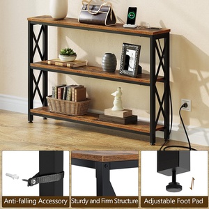 Computer Desk Sofa <strong>Table</strong> <strong>with</strong> Charging Station, 3 Tier <strong>Narrow</strong> <strong>Console</strong> <strong>Table</strong> <strong>with</strong> <strong>Storage</strong> Shelf and Power Outlet - Product Image 3