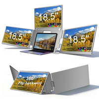 Moniteur portable pliable 18,5 pouces à succès avec Type-C, Full HD, triple moniteur pour ordinateur portable, rotation libre, vente directe usine OEM/ODM