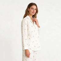 Ensemble de pyjama pour femmes Beefey de haute qualité, imprimé floral, doux, respirant, manches longues et pantalon, tissu confortable et douillet pour la maison