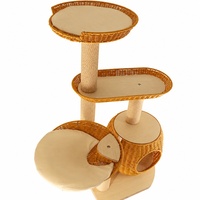 Panier en plastique tressé respirant pour chat, structure d'escalade en rotin PP, lavable, robuste, écologique, toutes saisons, pour chatons et chats, lit pour animaux de compagnie