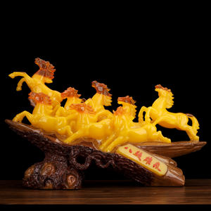 2023レジンクラフト風水8頭の馬の飾り中国8頭のランニング馬の彫刻黄金の馬の像の家の装飾 - Product Image 4