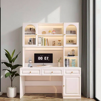 Bureau d'ordinateur et étagère intégrés en bois massif Conception simple pour les petits appartements et les études des étudiants Table pour ordinateur portable à domicile