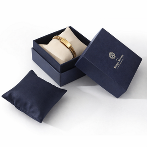 Bracelet <b>Box</b> Premium Custom Lid and Base <b>Jewelry</b> Gift Packaging <b>Box</b> with Pillow Insert Foil Stamping Custom Logo Wholesale - Product Image 1