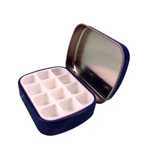 Mini palette en métal, boîte <span class=keywords><strong>de</strong></span> rangement portable pour <span class=keywords><strong>peinture</strong></span> <span class=keywords><strong>aquarelle</strong></span> d'extérieur, étui vide en métal pour gel à ongles - Product Image 6