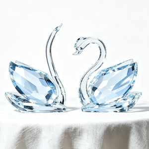 Venta al por Mayor de Adornos de Cisnes de Cristal Transparente, Pequeños Animales de Cristal, Cisnes Dobles, Regalos para Fiestas y Eventos, Personalizados - Product Image 4