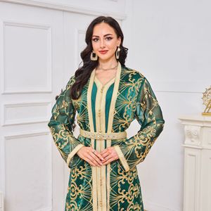 Ensemble Abaya 2 pièces élégant, style Dubaï, en tissu Nidha, avec long cardigan brodé, vêtements islamiques, OEM/ODM, commerce extérieur. - Product Image 3