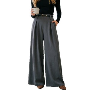 Nouveau <span class=keywords><strong>pantalon</strong></span> décontracté pour <span class=keywords><strong>femme</strong></span>, style europé<span class=keywords><strong>en</strong></span> et américain, avec ceinture, coupe ample et jambe <span class=keywords><strong>large</strong></span> - Product Image 2