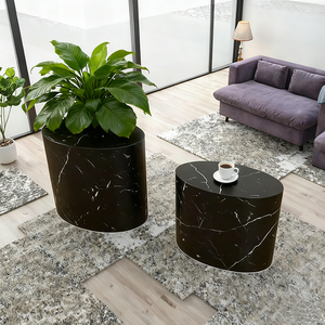 Set di Tavolini da Caffè Ovali in Legno Ecologico Contemporaneo di Alta Gamma con Adesivi 3D, <span class=keywords><strong>Arredamento</strong></span> Artistico Creativo - Product Image 3