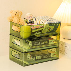 Boîte de rangement de bureau en acrylique T-Luxury, organisateur transparent pour cosmétiques, maquillage, soins de la peau, collations, avec poignées, 195g, fabriqué au Zhejiang - Product Image 4