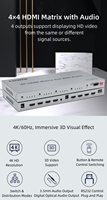 Commutateur matriciel vidéo HDMI 4x4 DT-7444SF 4 entrées 4 sorties 4K 60Hz avec audio et prise en charge RS232