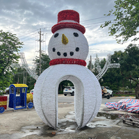 Arche de Noël géante en métal/PVC avec motif bonhomme de neige 3D LED pour extérieur, éclairage grandeur nature, décoration paysagère commerciale