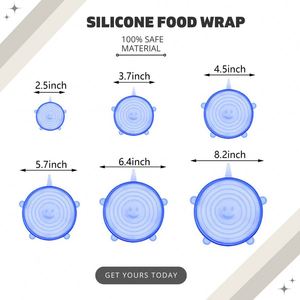 Lot de 6 couvercles en silicone réutilisables, extensibles, économiseurs d'aliments, sans BPA, de qualité alimentaire, écologiques, adaptés aux bols, assiettes, casseroles et poêles - Product Image 4