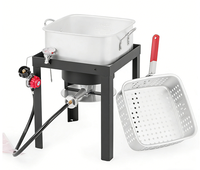 Friteuse à gaz propane d'extérieur en aluminium de 12 Qt, 50 000 BTU, avec panier intérieur nano-enduit pour la friture de poisson, de poulet, de frites, pour l'extérieur