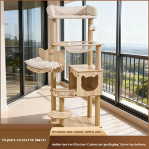 Direct Supply Arbre à chat minimaliste avec griffoir intégré, design capsule spatiale semi-circulaire en panneau de densité - Product Image 4