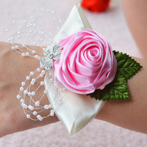 Boutonniere Pols Corsage Bruiloft Armband Zijde Rose Bloem Feest <span class=keywords><strong>Prom</strong></span> Girl Pols Bloem Corsage Bruiloft Boutonniere - Product Image 1