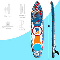 Planche à pagaie gonflable SUP Wakeboard Longboard Planche de surf pour les sports nautiques Matériau en PVC pour les eaux océaniques