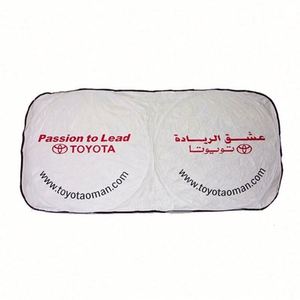Pare-soleil rétractable de luxe pour pare-brise de voiture en tissu argenté enduit de polyester, vente en gros à prix abordable - Product Image 3