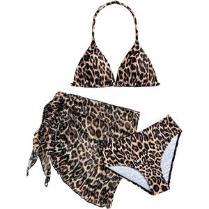 FOXA Girls 3 Piece <b>Bikini</b> <b>Set</b> Halter <b>Triangle</b> With Cover Up Skirt Digital Print Spandex Polyester Swimwear - Product Image 1